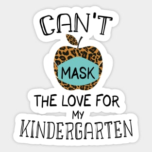 Can't Mask My Love For My Kindergarten - Leopard Pattern Apple Kids Gift Sticker